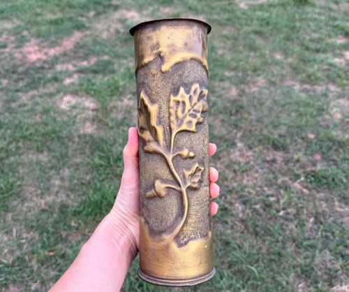Wwi trench art brass vase - wwi,